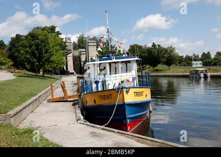 Canada, Ontario, Peterborough, Lift Lock sulla Trent-Severn Waterway, il più alto 65 piedi di Worlds sollevatore idraulico blocco. Foto Stock