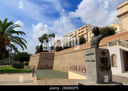 Busto di Re Carlo 111, Cartagena City, Murcia, Spagna, Europa Foto Stock