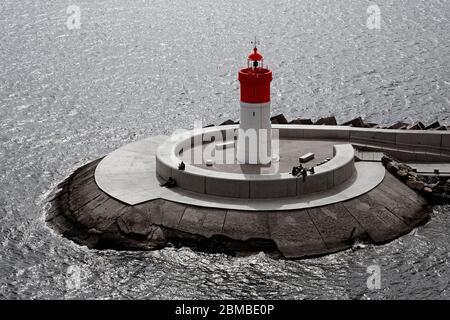 Faro di Dique de la Navidad, Cartagena, Murcia, Spagna, Europa Foto Stock