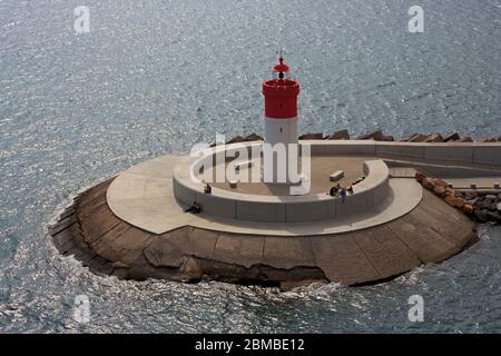 Faro di Dique de la Navidad, Cartagena, Murcia, Spagna, Europa Foto Stock