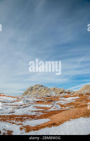 Inverno a White Pocket, Vermilion Cliffs, nel nord dell'Arizona Foto Stock