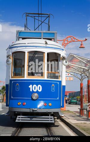 Paseo Maritimo Tram, la Coruna City, Galizia, Europa Foto Stock