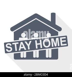 Icona del vettore di soggiorno hone, covid-19 pandemic concetto illustrazione Illustrazione Vettoriale