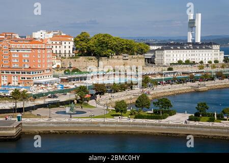 Waterfront a la Coruna City, Galizia, Europa Foto Stock