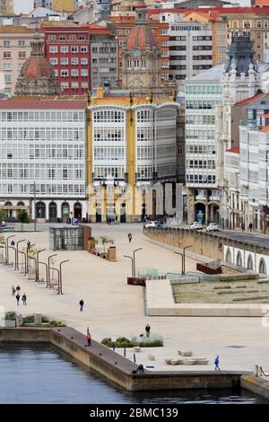 Waterfront, La Coruna City, Galizia, Spagna, Europa Foto Stock