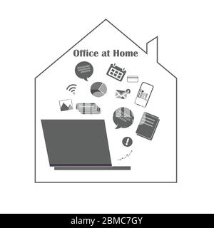 Lavoro remoto - icona vettoriale piatta. Lavoro freelance, lavoro online Illustrazione Vettoriale