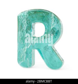 Lettere ghiacciate realistiche isolate su sfondo bianco. immagine 3d Foto Stock