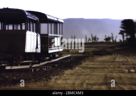 Vetture in treno abbandonate Foto Stock