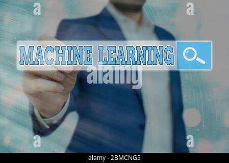 Scrittura di testo apprendimento automatico. La foto concettuale consente ai computer di essere insegnati con i dati Foto Stock