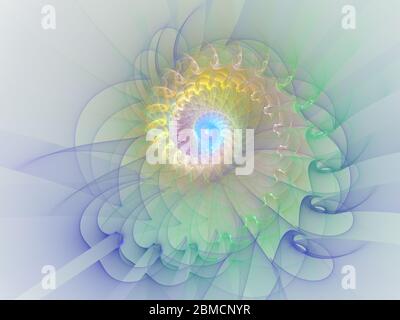 Spirale multicolore Bright Abstract. Illustrazione frattale. Surreal futuristico digitale 3d design art sfondo astratto. Illustrazione per la meditazione a Foto Stock