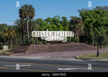 Cartello d'ingresso al Silver Springs state Park in Florida, USA Foto Stock