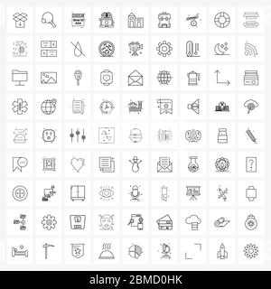 81 icone universali simboli perfetti di pixel della casa, del Internet, del fotoricettore, del dollaro illustrazione vettoriale Illustrazione Vettoriale