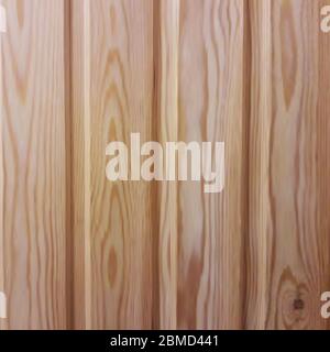 Tavole di legno vettoriali in stile realismo. Fodera ecocompatibile per saune e bagno turco rooms.Board sfondo con struttura in legno di pino Illustrazione Vettoriale