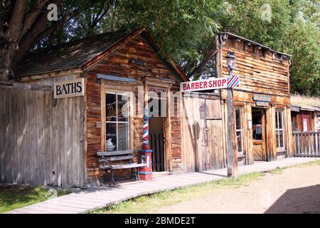 Edifici nella città fantasma Nevada City in Montana Foto Stock