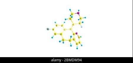 La desloratadina è un antistaminico triciclico che viene usato per trattare le allergie. È un metabolita attivo della loratadina. illustrazione 3d Foto Stock