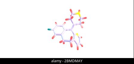 La desloratadina è un antistaminico triciclico che viene usato per trattare le allergie. È un metabolita attivo della loratadina. illustrazione 3d Foto Stock