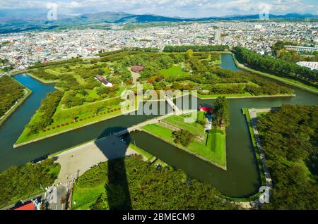 Parco Goryokaku. Una fortezza stella in Hakodate, Hokkaido, Giappone. Foto Stock