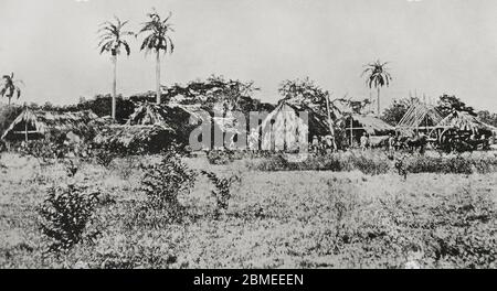 Guerra hispano-estadounidense o Guerra de Cuba. España y Estados Unidos en 1898, resultado de la intervención norteamericana en la Guerra de independencia cubana. Cuba. La Esperanza. Residencia del titulado gobierno de la República de Cuba, en la provincia de Puerto Príncipe. Fotogrado. La Ilustración Española y americana, 8 de Marzo de 1898. Foto Stock