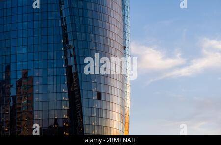 Uno scatto di Darling Harbour che mostra la costruzione della Crown Casino Tower a Barangaroo Foto Stock