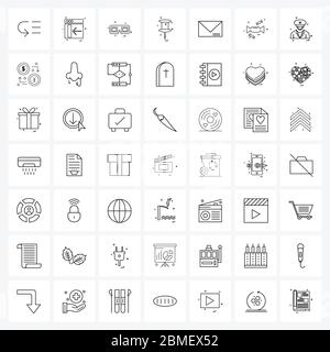 49 icone universali pixel Perfect simboli di messaggio, fisso, pin, occhiali Vector Illustrazione Illustrazione Vettoriale