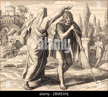 Samuel unoints Saul come re, Antico Testamento, di Giulio Schnorr von Carolsfeld Foto Stock