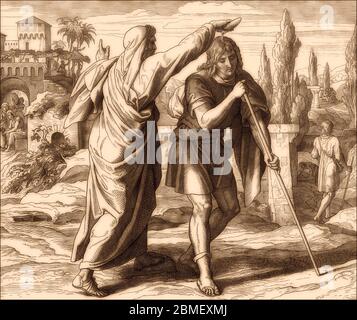 Samuel unoints Saul come re, Antico Testamento, di Giulio Schnorr von Carolsfeld Foto Stock