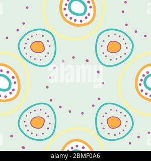 Cerchi e anelli sincronizzati su sfondo verde chiaro ripetizione senza cuciture modello vettoriale Illustrazione Vettoriale