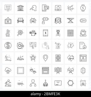 49 linea di interfaccia icone Set di simboli moderni su laptop, carta di debito, edificio, carta di credito, GUM Vector Illustrazione Illustrazione Vettoriale