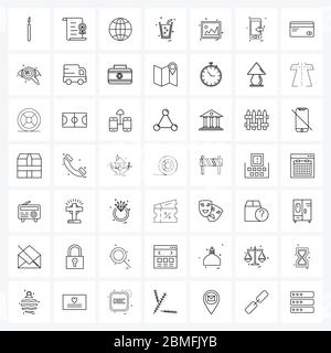 Set di 49 icone e simboli dell'interfaccia utente per l'illustrazione di ui, png, globo, immagine, vettore bevanda Illustrazione Vettoriale