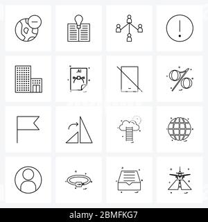 Semplice set di icone a 16 righe, come ui, ERROR, business, BASIC, Management Illustration vettoriale Illustrazione Vettoriale