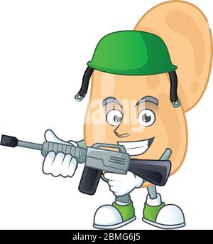 Un elegante mascotte sartina Army con pistola automatica Illustrazione Vettoriale