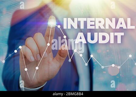 Nota di scrittura che mostra la verifica interna. Concetto di business per valutare l'efficacia dei controlli e dei processi Foto Stock