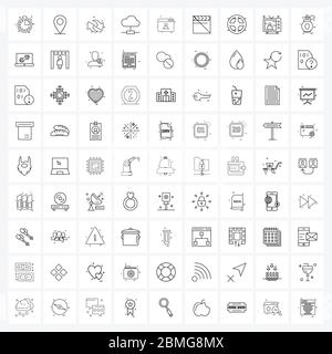 Set di 81 icone e simboli dell'interfaccia utente per server, pin, reset, illustrazione vettoriale frecce Illustrazione Vettoriale