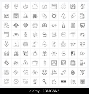 Set di 81 icone e simboli dell'interfaccia utente per server, pin, reset, illustrazione vettoriale frecce Illustrazione Vettoriale