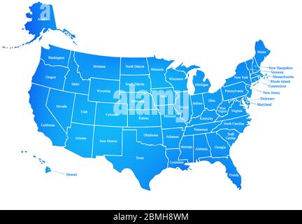 stati uniti mappa America isolato Foto Stock