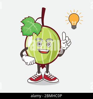 Un'illustrazione di carattere della mascotte del cartone animato di frutta del gooseberry ottenga un'idea Illustrazione Vettoriale