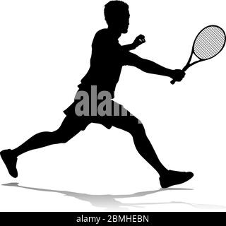 Tennis Silhouette Sport Player uomo Illustrazione Vettoriale