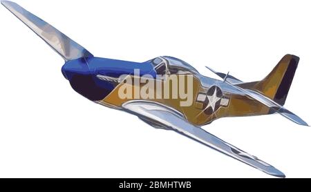 Mustang P-51 Fighter Aircraft Vector Illustration Illustrazione Vettoriale