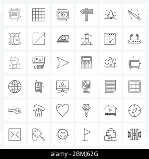Confezione da 36 icone Universal Line per illustrazioni di percorsi, direzioni, interazioni, schede, vettori di trasferimento delle applicazioni Web Illustrazione Vettoriale