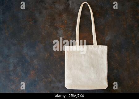 borsa tote eco in cotone bianco, mockup di design. Foto Stock