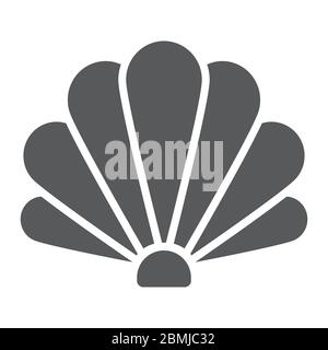 Icona glyph shell, oceano e spiaggia, segno di Seashell vettoriale grafica, un'icona solida su uno sfondo bianco, eps 10. Illustrazione Vettoriale