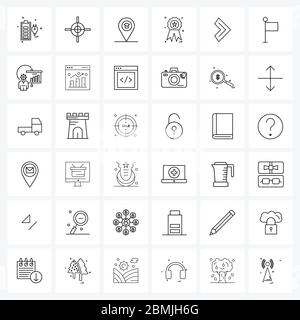 36 icone della linea universale per freccia del Web e mobile, distintivo, istruzione, vincere, illustrazione del vettore di premio Illustrazione Vettoriale