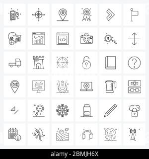 36 icone della linea universale per freccia del Web e mobile, distintivo, istruzione, vincere, illustrazione del vettore di premio Illustrazione Vettoriale