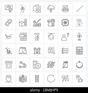 36 icone di linea universali per file Web e Mobile, internet, borsa, informazioni, illustrazione vettore cloud Illustrazione Vettoriale