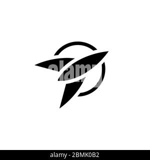 Semplice dima con logo grafico a razzo, isolata su sfondo bianco Illustrazione Vettoriale