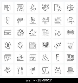 UI Mobile Set di icone linea di 36 pittogrammi moderni di scheda, disegno, condivisione, segni, illustrazione vettoriale Illustrazione Vettoriale
