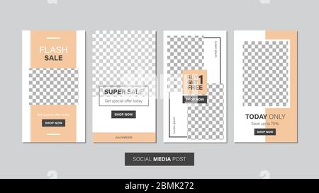 Vendita mobile modello raccolta per la vendita promozione. Banner mobile modificabile per storie o post sui social media, Web e Internet. Promozione pacchetto di vendita Illustrazione Vettoriale