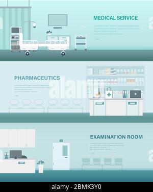 Set di striscioni medicali disegno piatto vettore illustrazione Illustrazione Vettoriale