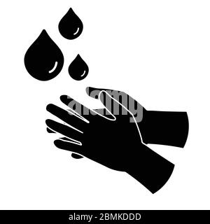 Icona lavavetri a mano pittogramma nero. Vettore EPS Illustrazione Vettoriale