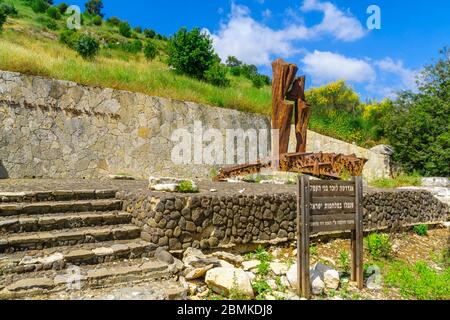 Gideona, Israele - 06 maggio 2020: Vista del memoriale per i soldati caduti dalla valle di Jezreel nella guerra d'indipendenza d'Israele (1948). Israele del Nord Foto Stock